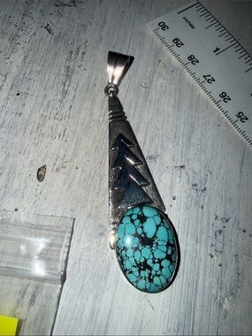 Vintage Sterling Silver Turquoise pendant by Prairie Fire